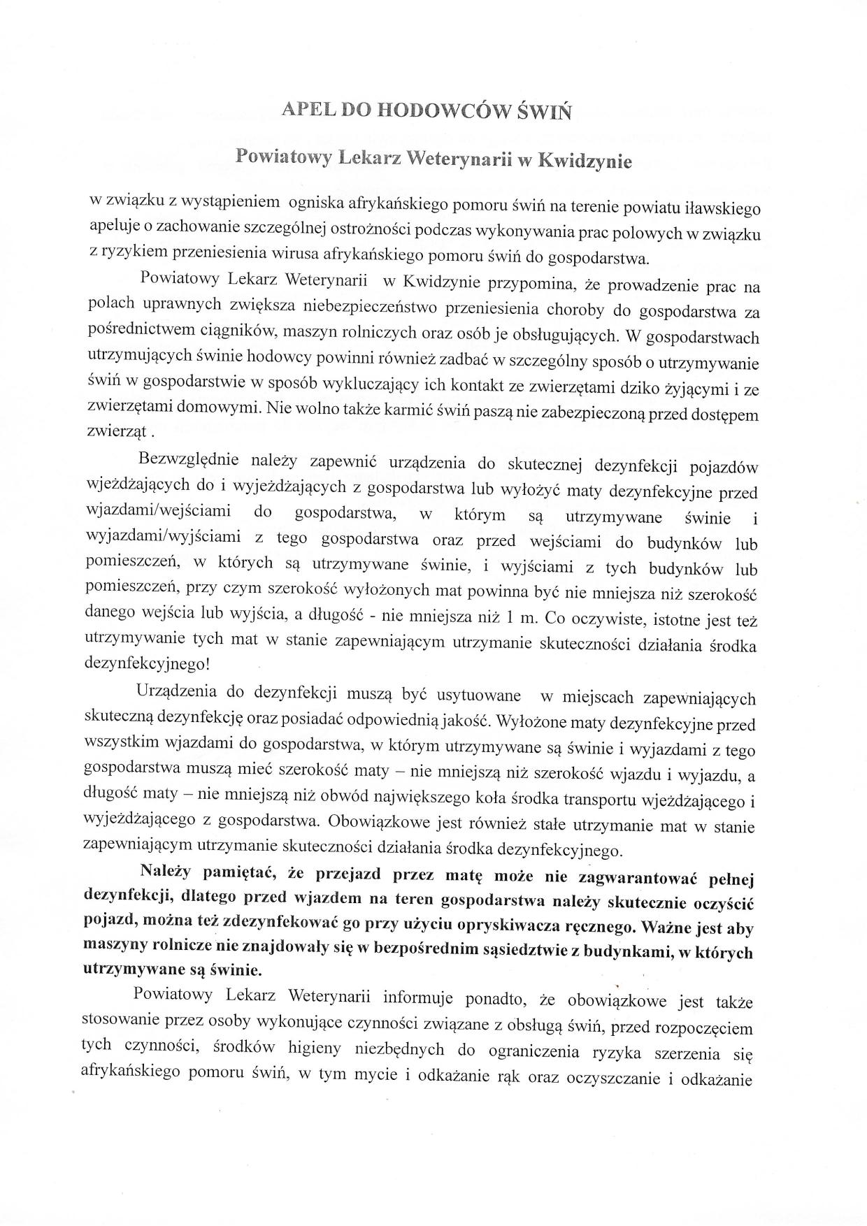 Apel do hodowc&oacute;w świń 1